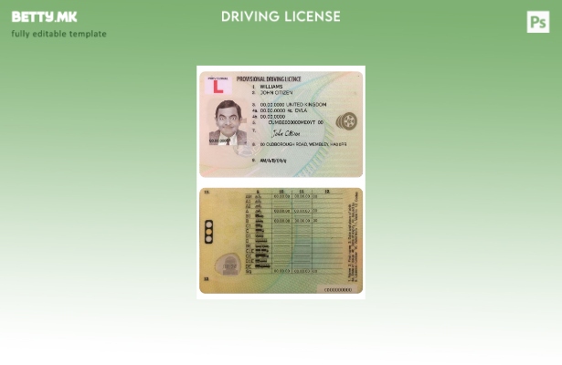 Модерен стил шаблон за привремена возачка дозвола Обединетото Кралство